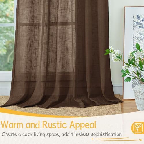 YoungsTex Brown Linen Curtains 90 Inches Long - Image 4