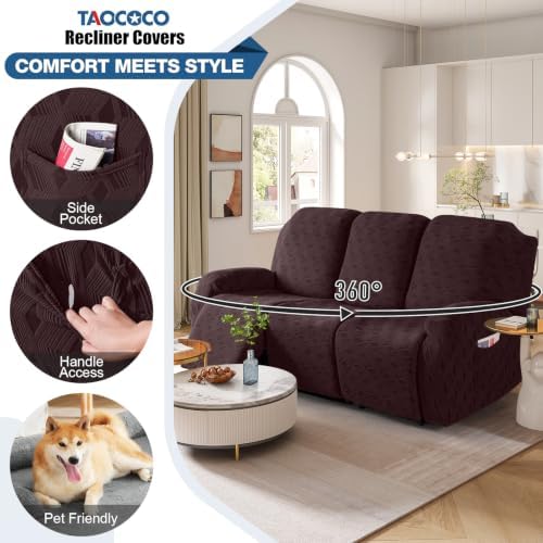 TAOCOCO Recliner Sofa Covers Stretch Reclining Couch Cover, Jacquard Recliner - Image 4