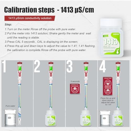 1413μS/cm Calibration Solution, 4 * 50ML TDS EC Salinity Tester Calibration - Image 6