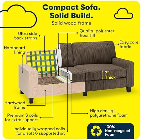 Serta Palisades 78" Track Arm Sofa, Easy Care Polyester, Soft Pillow Back - Image 5