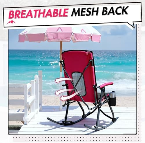 Portal Oversized Folding Rocking Camping Chair Portable 400 lbs Pink - Image 6