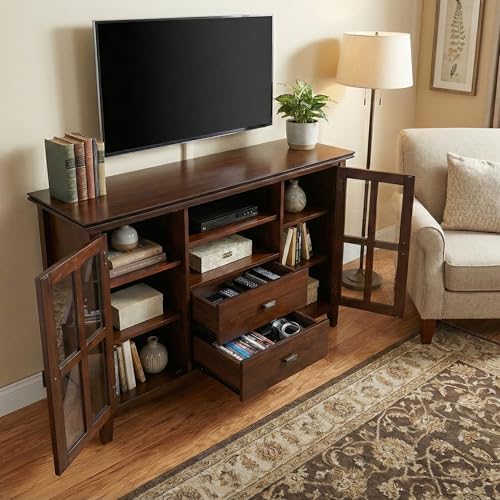 SIMPLIHOME Artisan 53" Wide Solid Wood TV Stand in Russet Brown - Image 3