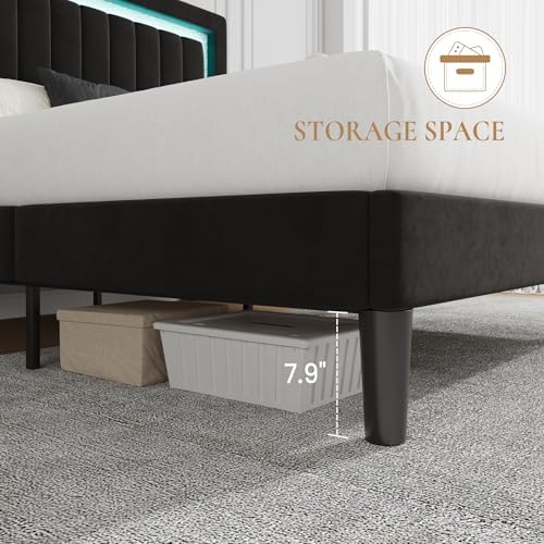 SHA CERLIN Queen Size Velvet Bed Frame - Image 6