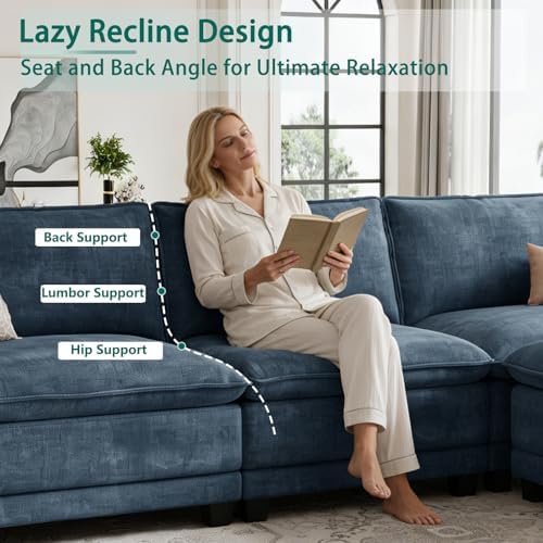 108" Modular Sectional Couch, L Shaped Cloud Sofa - Image 5