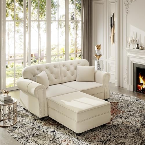 KEIKI 63" Velvet Chesterfield Sofa - Image 3