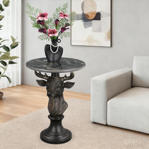 Modern End Table Black Deer Statue Side Table - Image 5