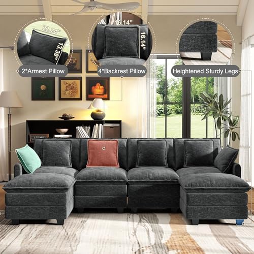 Hanherry 107" Cloud Couch Sectional Modular Sofa, Deep Seat Couches - Image 3