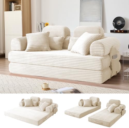 78.8" Futon Sofa Bed with High Back, Boneless Couches by NNQComfyHome