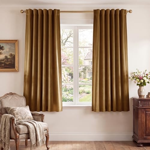 StangH Gold Brown Velvet Curtains by StangH