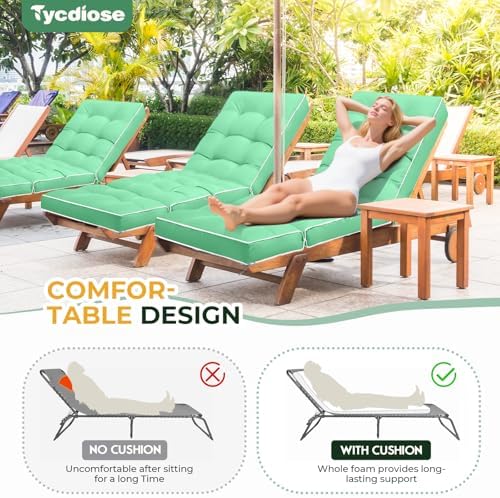 Outdoor Chaise Lounge Chair Cushion, Waterproof Non-Slip Patio Chaise Lounge - Image 4