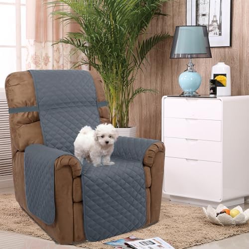 U-NICE HOME Reversible Recliner Chair Covers, Dark Blue/Light Grey - Image 2