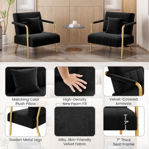 Yaheetech 30" Accent Chair Velvet Armchair - Image 5