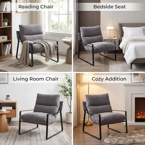 LukeAlon Set of 2 Modern Linen Accent Armchair - Image 5