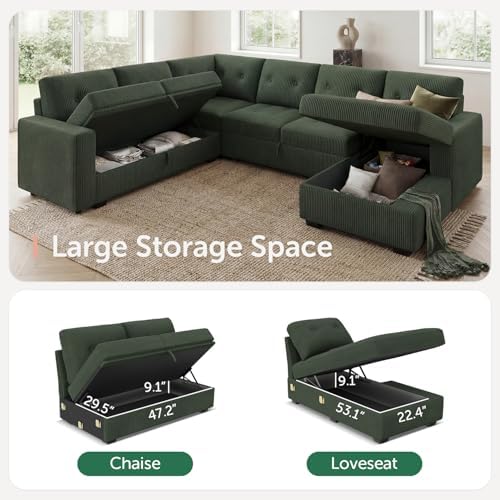 HONBAY 111.4'' Modular Sectional Sleeper Sofa - Image 3