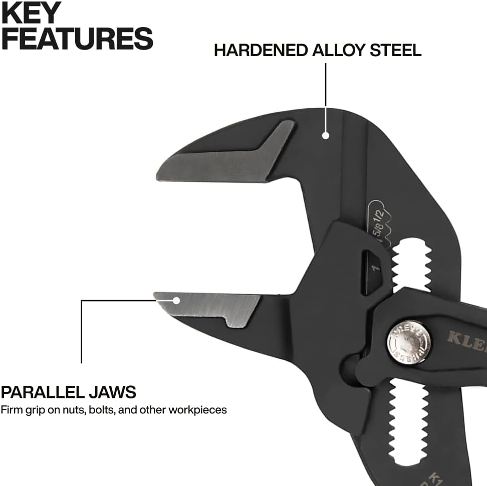 Klein Tools D53110 Compact Plier Wrench, High Leverage Multi-Use Adjustable Plier Wrench with Smooth Jaws, 10-Inch