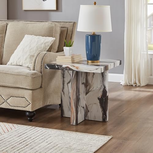 Roundhill Furniture Cavira Modern Faux Marble Living Room Side Table by RoundhillFurniture