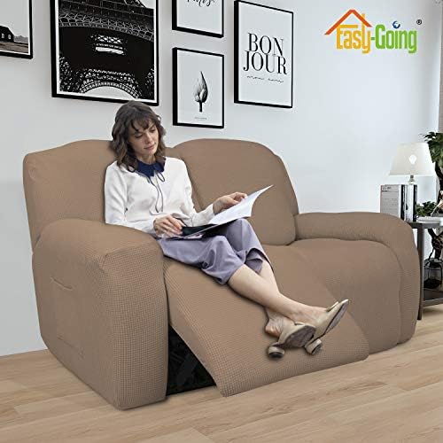 Easy-Going 6 Pieces RV Recliner Loveseat Sofa Slipcover Camel - Image 2