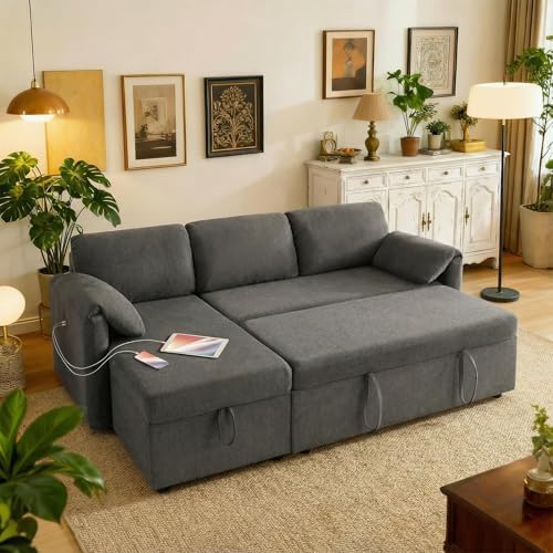 Tbfit 80" Pull Out Sofa, 3 in 1 Sleeper Sofa Couch by TBfit