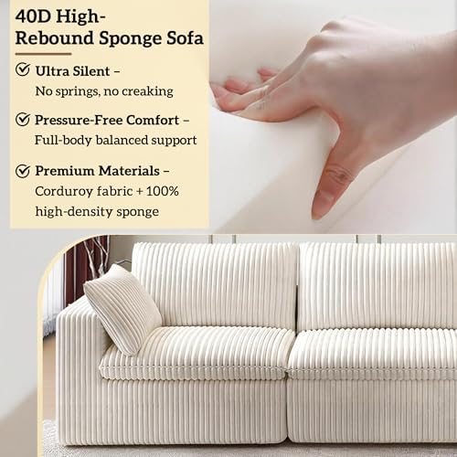 118" Cloud Couch Modular Sectional Sofa, Boneless U-Shaped Deep Seat Couch - Image 4