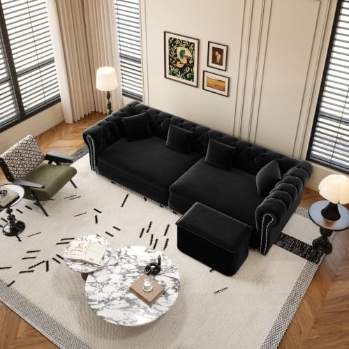 89" Velvet Pull-Out Chesterfield King Sleeper Sofa Bed - Image 5