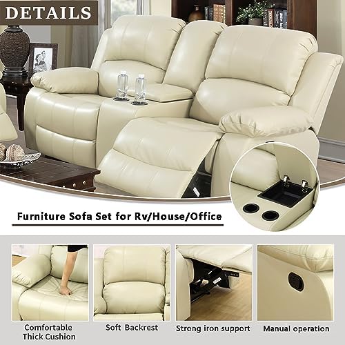 A Ainehome Living Room Furniture Set Leather Recliner Sofa Set Loveseat Chair - Image 3