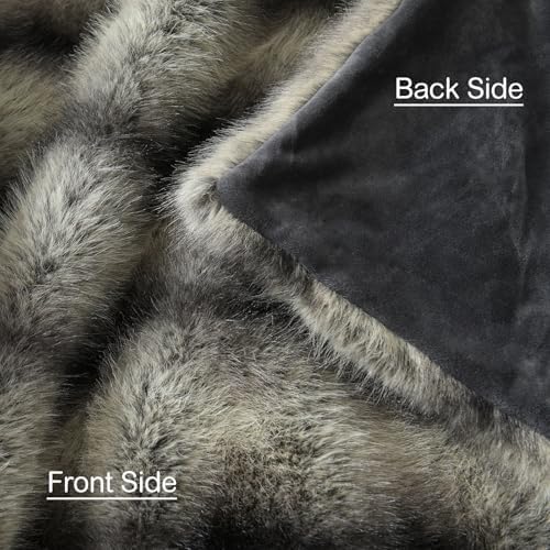 HORIMOTE HOME Luxury Faux Fur Throw Blanket, Non-Shedding 50"x60" Fur Blanket - Image 5