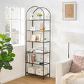 Homhedy 6-Tier Tall Black Bookshelf, Arched Bookcase by Homhedy