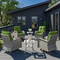 6-Piece Patio Rocking Swivel Chair Outdoor Wicker Rattan Bistro Set by MuphyersPatioFurniture