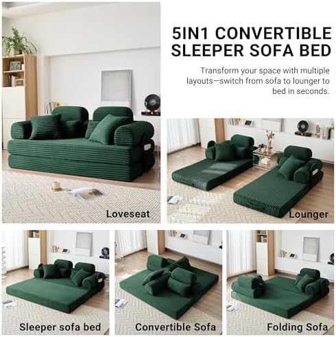 78.8" Futon Sofa Bed with High Back, Boneless Couches - Image 3