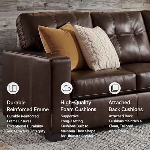 Signature Design by Ashley Santorine Transitional Tufted Leather Match Sofa - Image 6