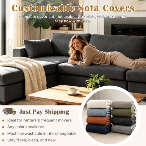 Oversized Modular Sectional Sofa, Dark Grey - Image 6