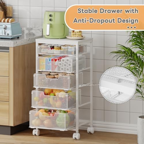 Kitchen Storage Cart with Wheels, 5-Tier Fruit Vegetable Storage Cart, Kitchen - Image 2