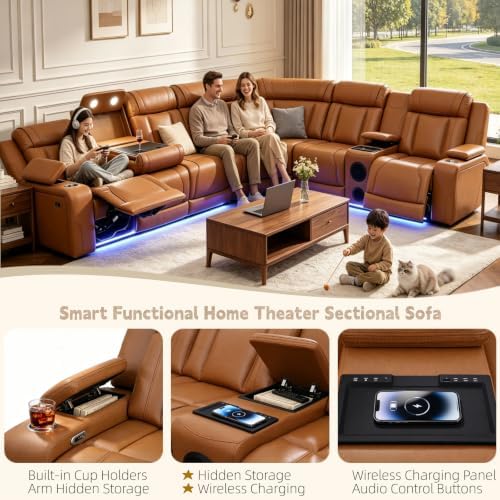 Leather Power Reclining Sectional Sofa Set - Image 4