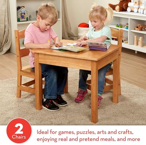 Melissa & Doug Solid Wood Table and 2 Chairs Playroom Furniture - Image 2