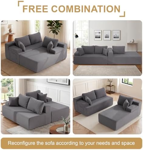 Hobestluk Boneless Couches Modular Sectional Sofa L-Shape Oversized Chaise - Image 6