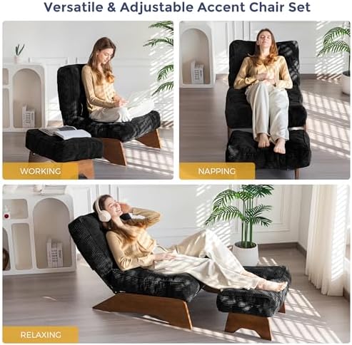 MAXYOYO Accent Chair with Ottoman, Lounge Chair with Adjustable Backrest - Image 3
