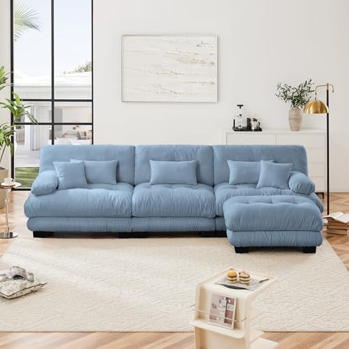 Modular Sectional Sofa for Living Room, Oversized 3 Seater Blue Sectional - Image 3