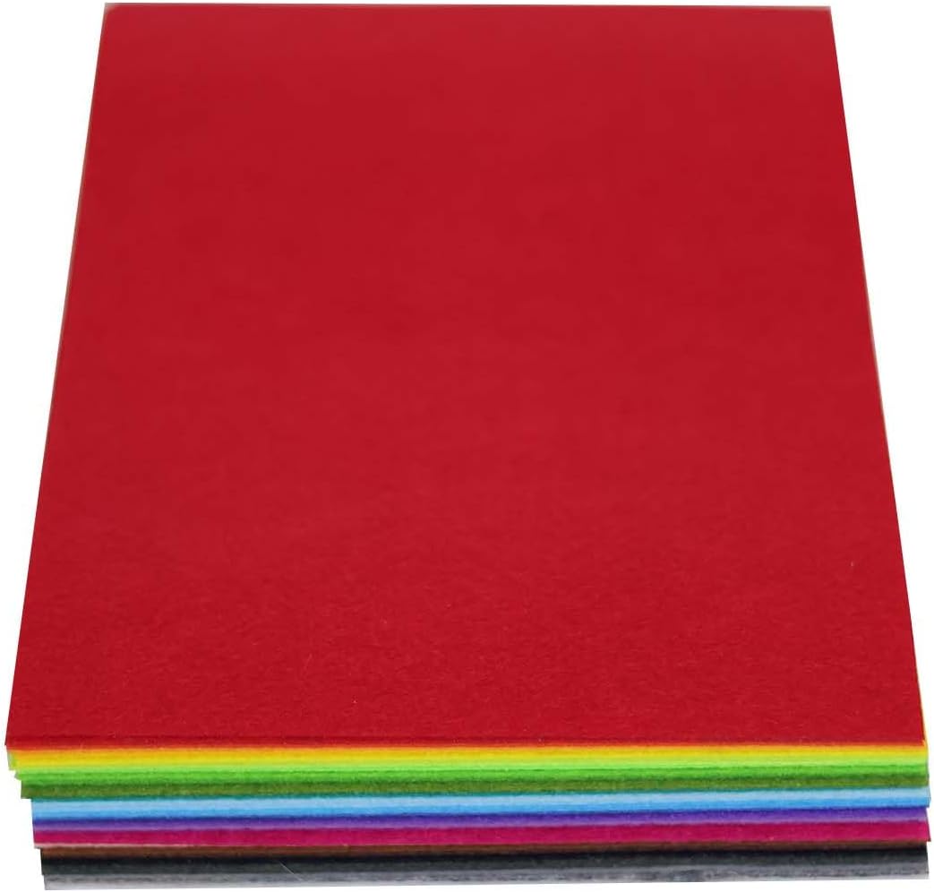 40pcs 20cm × 30 cm x 1mm (Approx. 8 × 12 x 0.04 inches) 40 Colors for Choice A4 Felt Fabric Sheet Assorted Color Felt Pack DIY Craft Patchwork