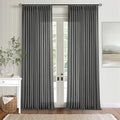 Charcoal Gray Linen Pinch Pleat Semi Sheer 108 Inch Curtains 2 Panels Set by TWODRAPES