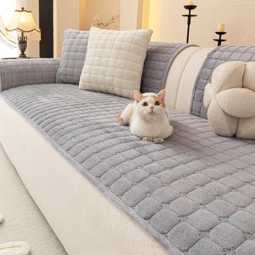 Velvet Sectional Couch Covers for Dogs, Light Grey by MDSASFD