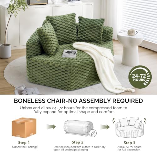 VINGLI Hexagon Boneless Chair, Modern Modular Chaise Lounge Sofa Bed, Corner - Image 4