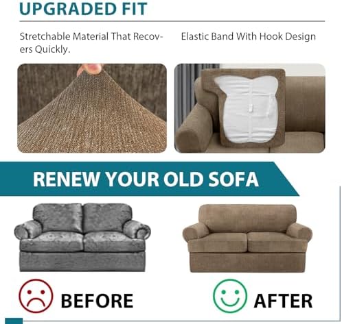 T Cushion Loveseat Slipcover 3 Pieces Sofa Covers - Image 5