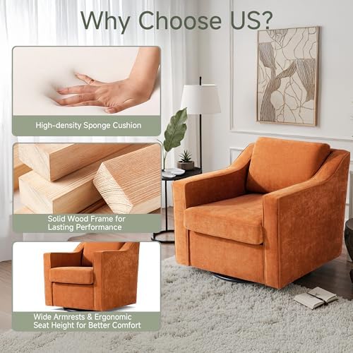 Swivel Accent Chairs Set of 2, Chenille Armchair - Image 7