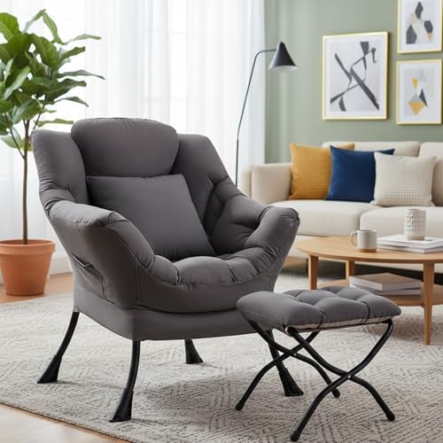 Lazy Chair with Ottoman, Comfy Reading Chair by HomeEastllyHome