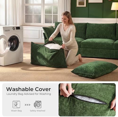 ABCASA Oversized Modular Sectional Sofa Green, L-Shaped Convertible Couch - Image 6