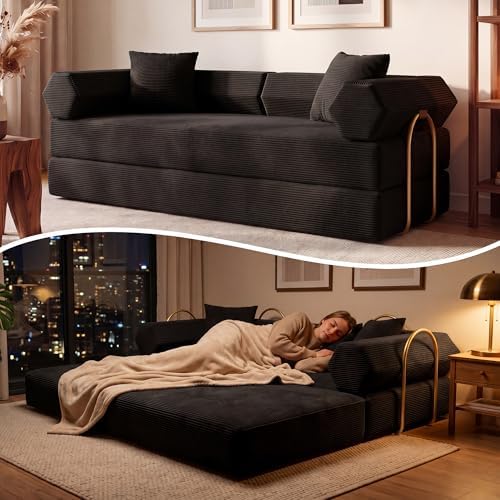 79" Convertible Futon Sofa Bed, Boneless Couch by PQOPQO