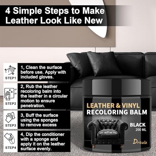 Black Leather Recoloring Balm, Leather Repair Kit - Image 5