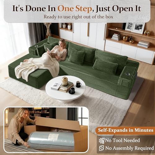 108" Cloud Sectional Couch, Comfort L Shaped Boneless Couch - Image 3