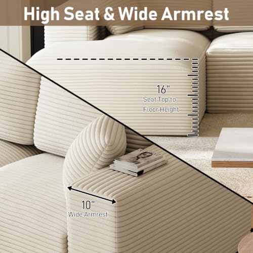 ONEMMLION 109" L-Shaped Cloud Boneless Couch Sofa - Image 4