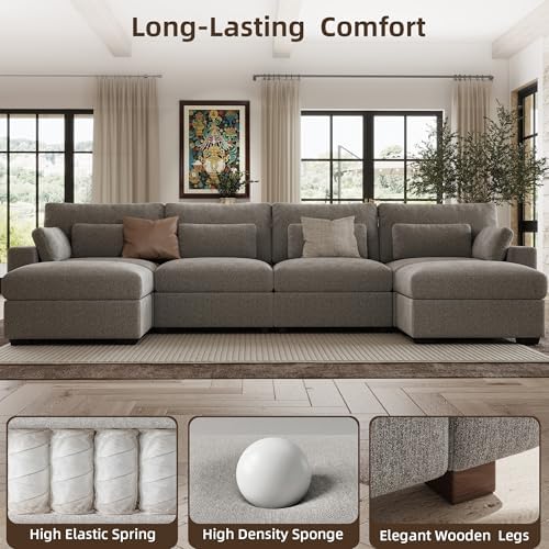 WorthFurni 146.5'' Modular Sectional Sofa, U Shaped Oversized Extra Deep Couches - Image 6